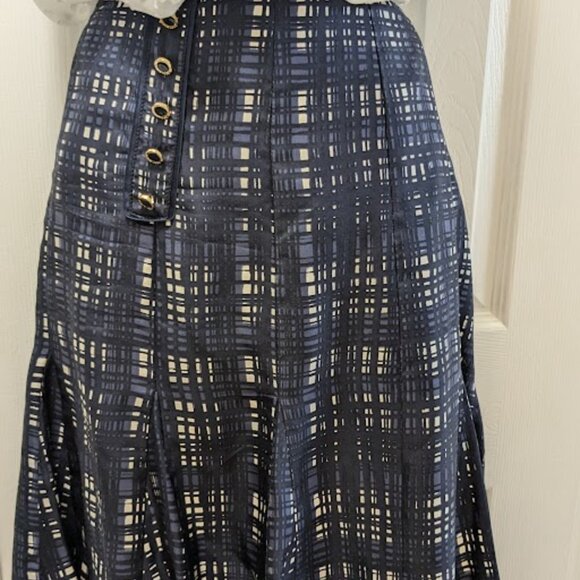 TORY BURCH Normandy Blue Pleated Silk Skirt Size 12 - Picture 4 of 10